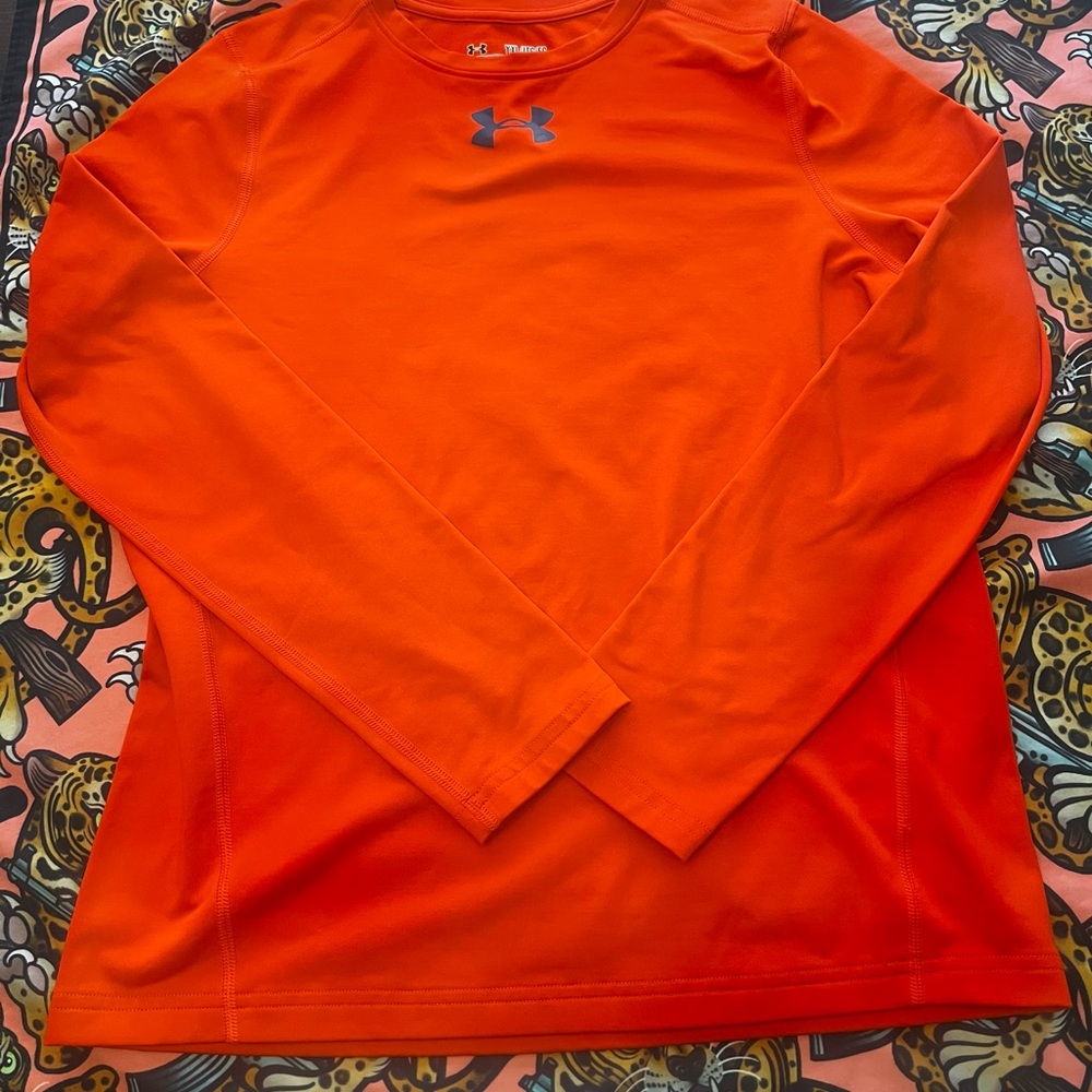 Under Armour Youth Orange Long Sleeve Shirt compression cold gear XL
